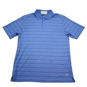 Callaway Shirt Mens 2XL Blue Short Sleeve Spread Collar Stripe Polyester Polo